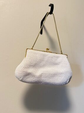 Vintage White Beaded Evening Bag